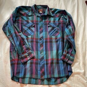Rustler men’s vintage western Multicolor Plaid Shirt
